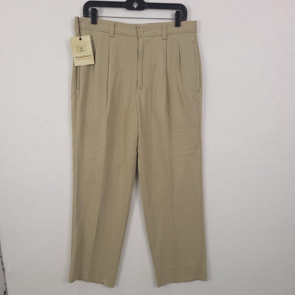 Tommy Bahama St Thomas Pants Mens 32x32Fits 32x28 100% Silk Pleated Dress Slacks